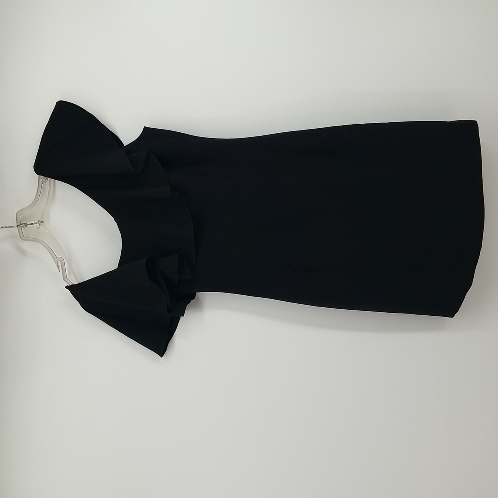 Marciano One Shoulder Little Black Dress w Ruffle Overlay